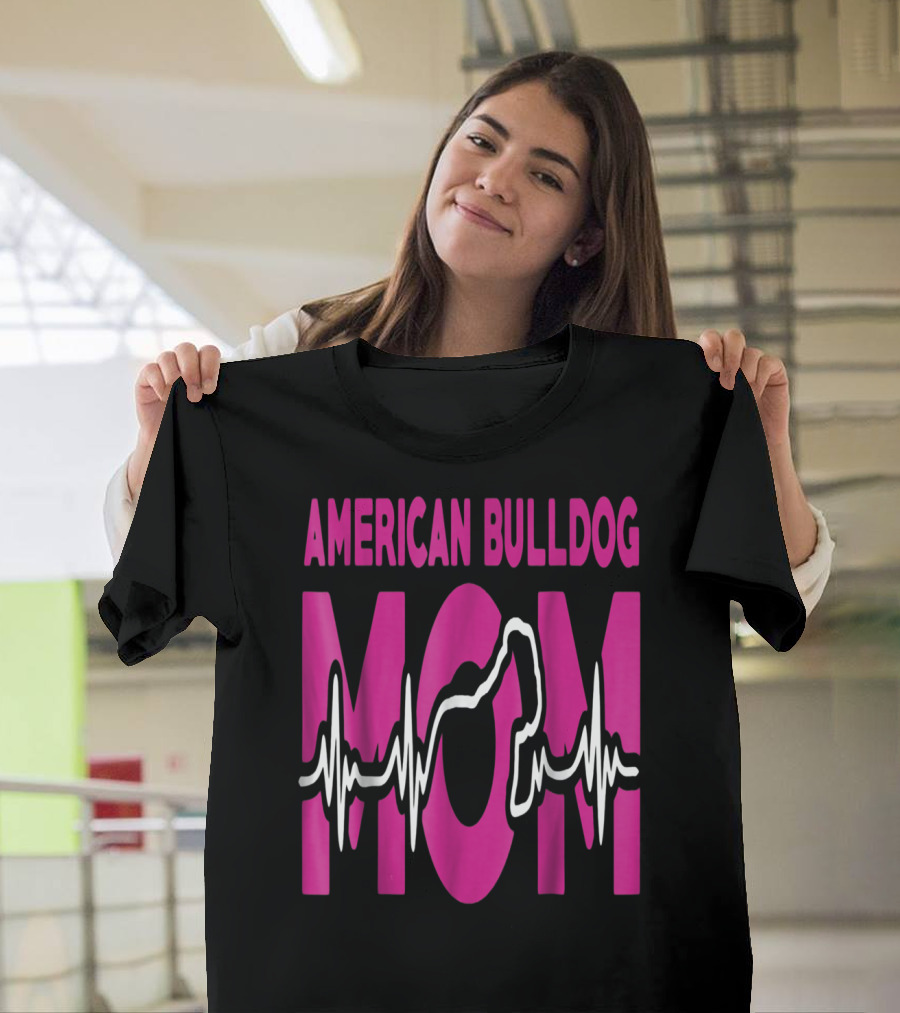 American Bulldog Mom Heartbeat T-Shirt