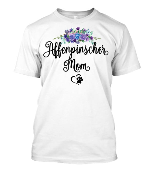 Affenpinscher Mom Floral With Heart And Paw T-Shirt