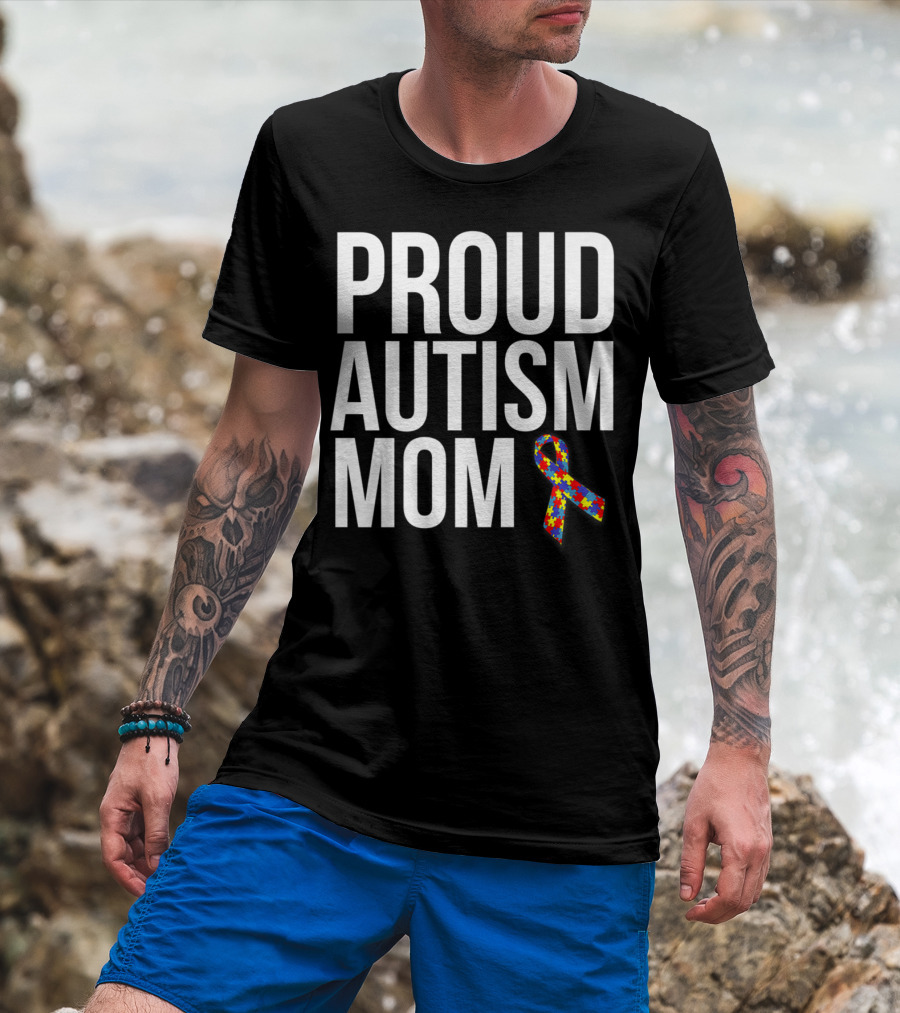 Proud Autism Mom Puzzle T-Shirt