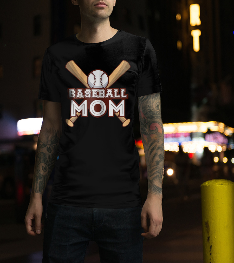 Baseball Mom Crossed Bats And Ball T-Shirt
