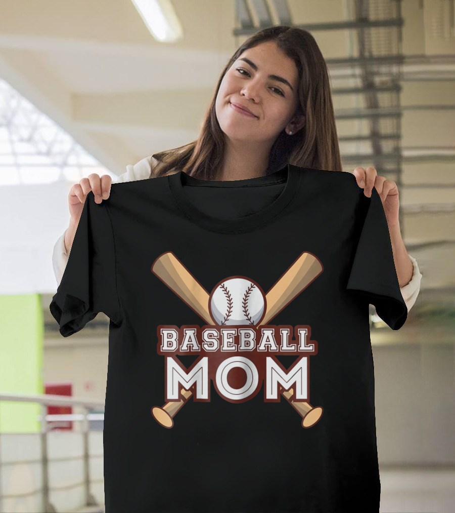 Baseball Mom Crossed Bats And Ball T-Shirt