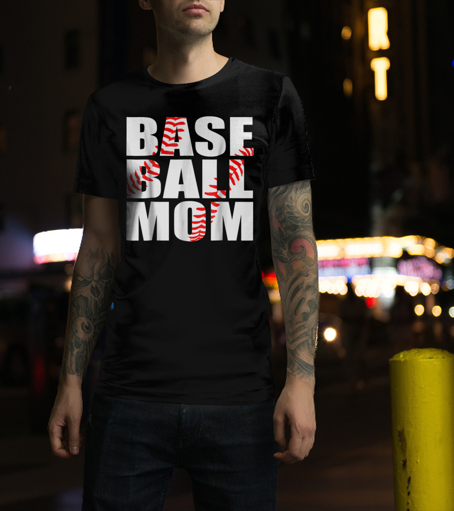 Baseball Mom Baseball Stitch T-Shirt