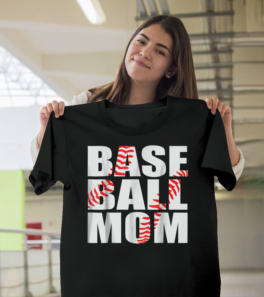 Baseball Mom Baseball Stitch T-Shirt