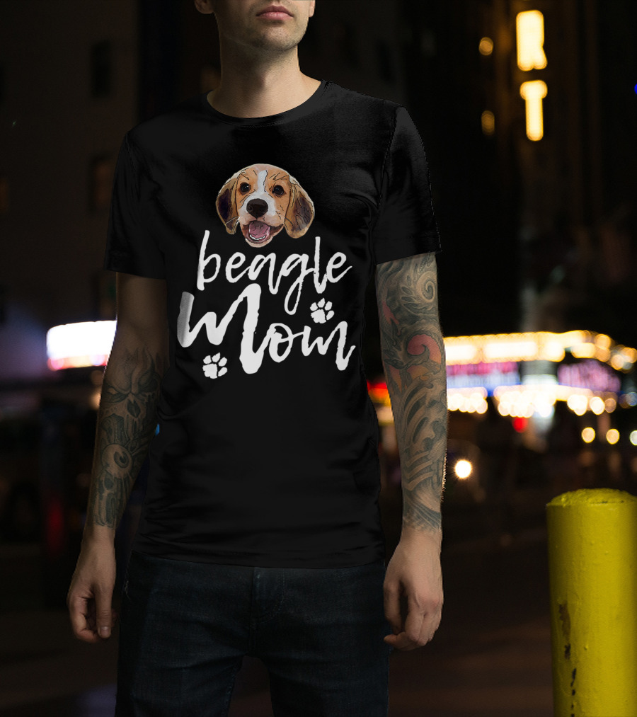 Beagle Mom Cute Dog Face Paw Prints T-Shirt