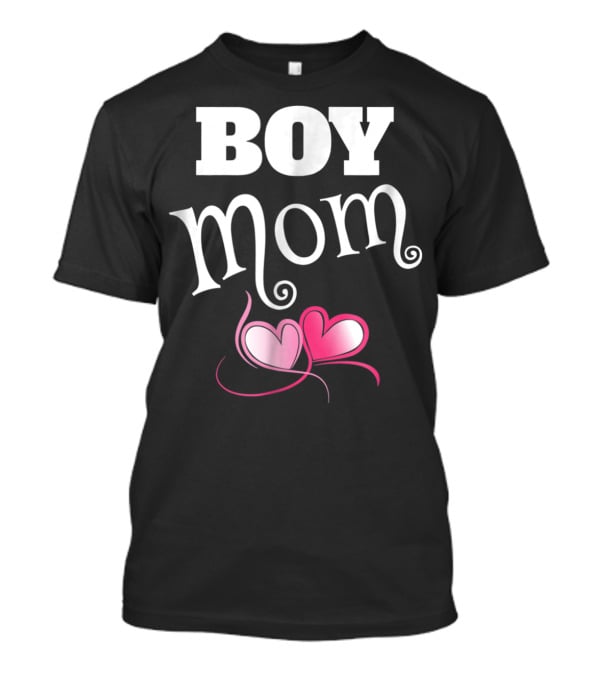 Boy Mom Love My Boys Gender Reveal Party Hearts T-Shirt