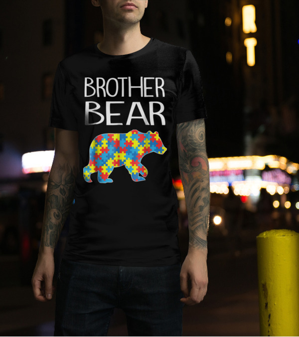 Brother Bear Autism Puzzle Pattern Dad T-Shirt