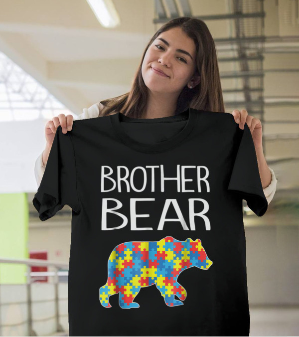 Brother Bear Autism Puzzle Pattern Dad T-Shirt