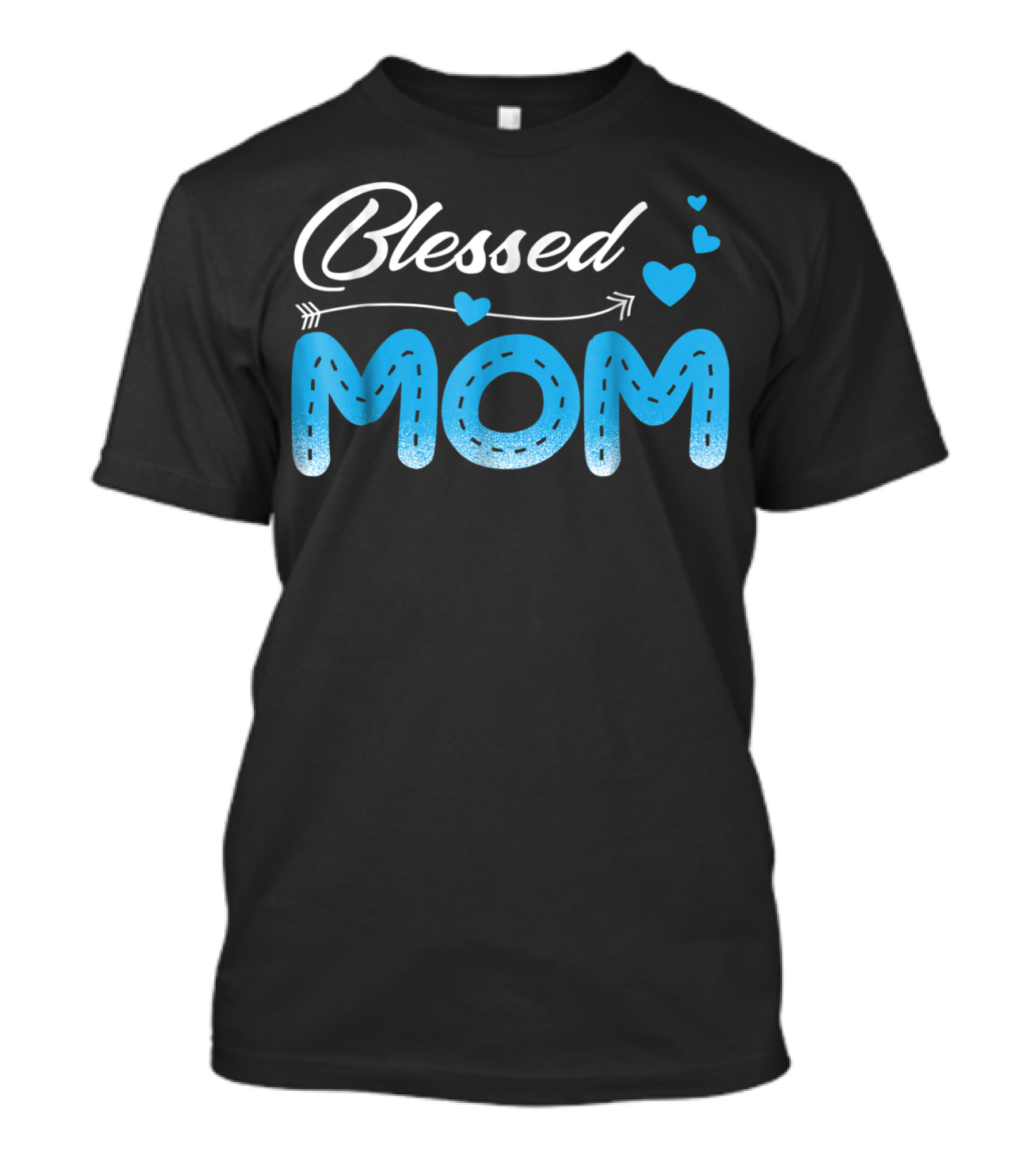 Blessed Mom Arrow Heart Blue Stitch T-Shirt