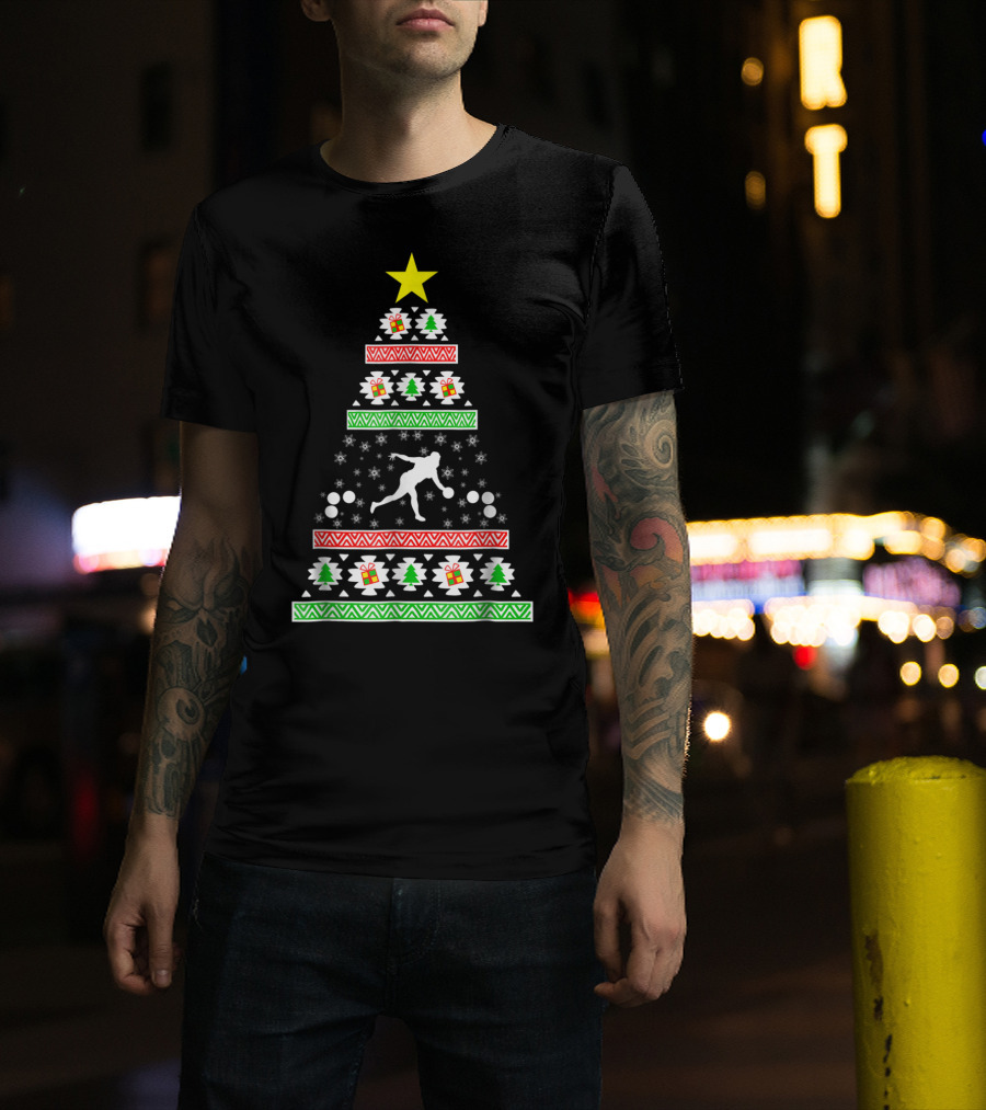 Ugly Christmas Bocce Ball Tree Dad89 T-Shirt
