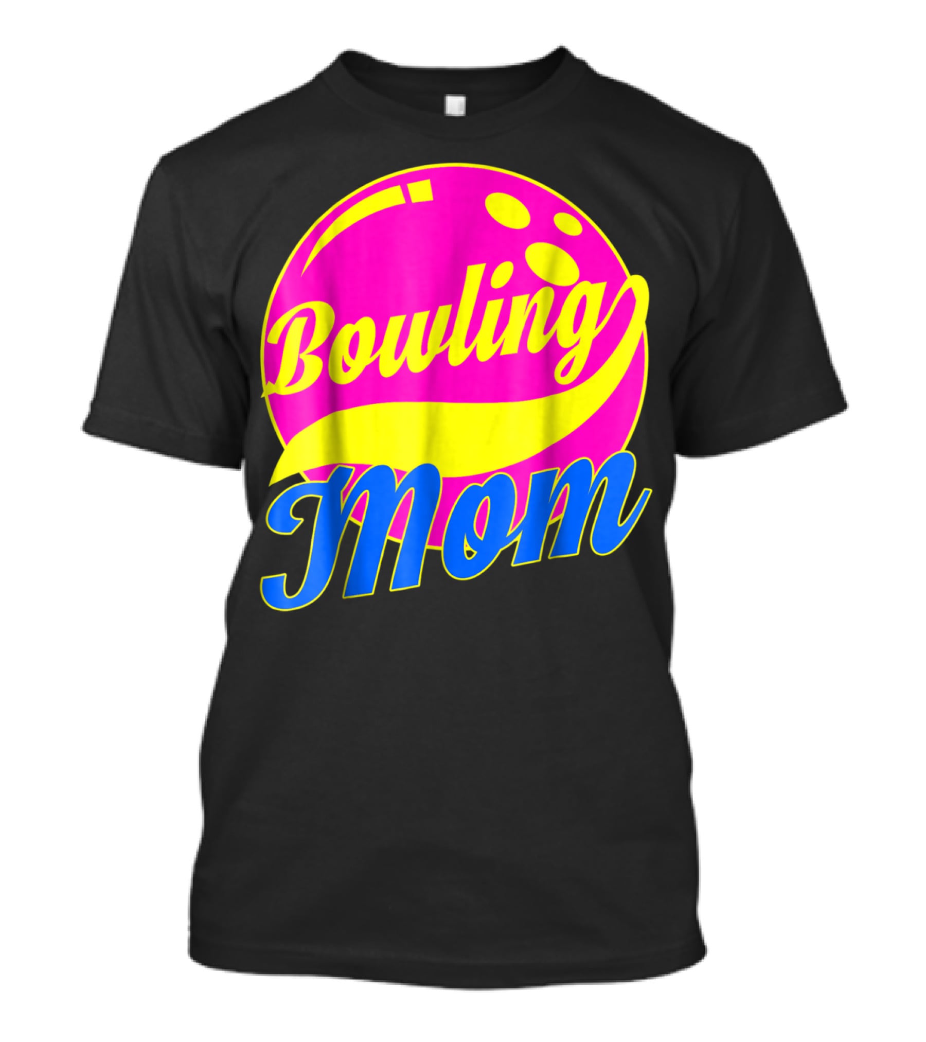 Bowling Mom Bowler League Pink Yellow Bowling Ball T-Shirt