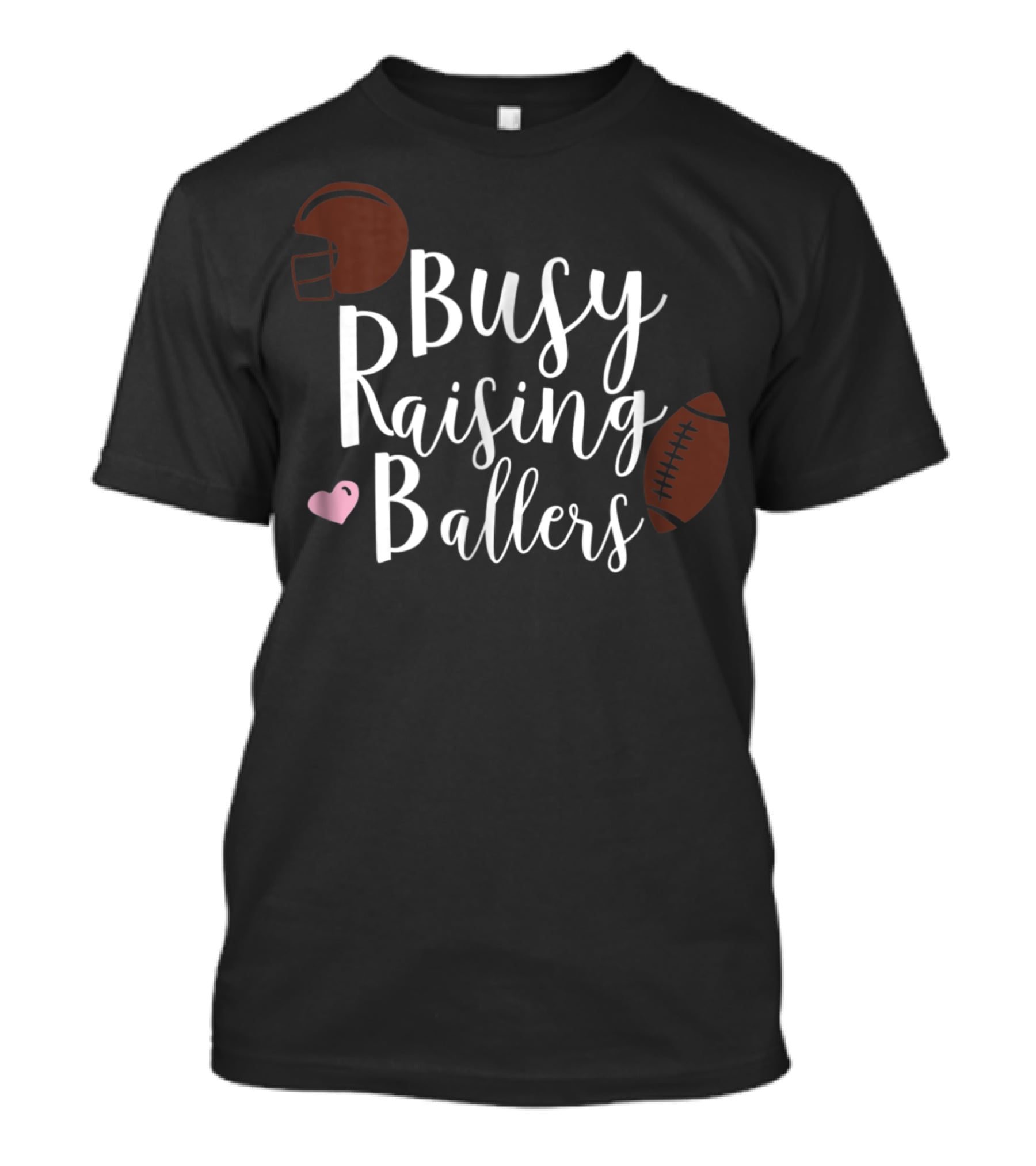 Busy Raising Ballers Football Mom Women High School Helmet Heart Football T-Shirt