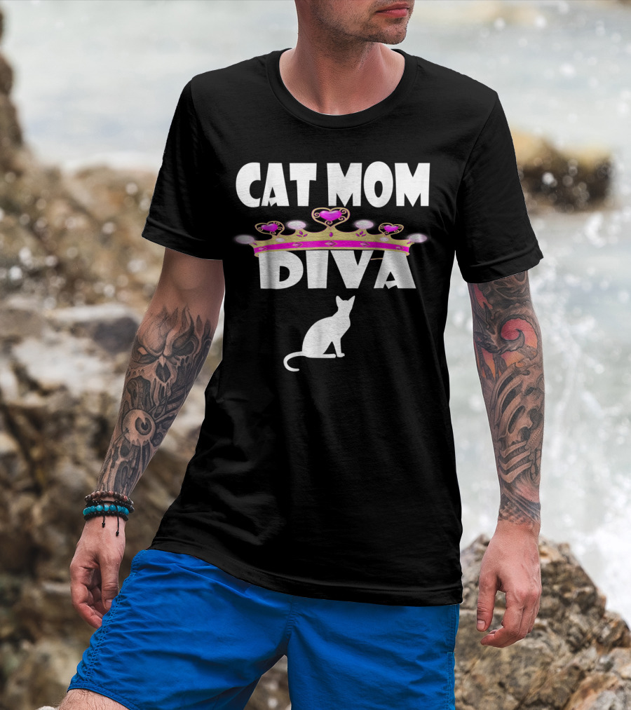 Cat Mom Diva Crown Silhouette Tee63 T-Shirt