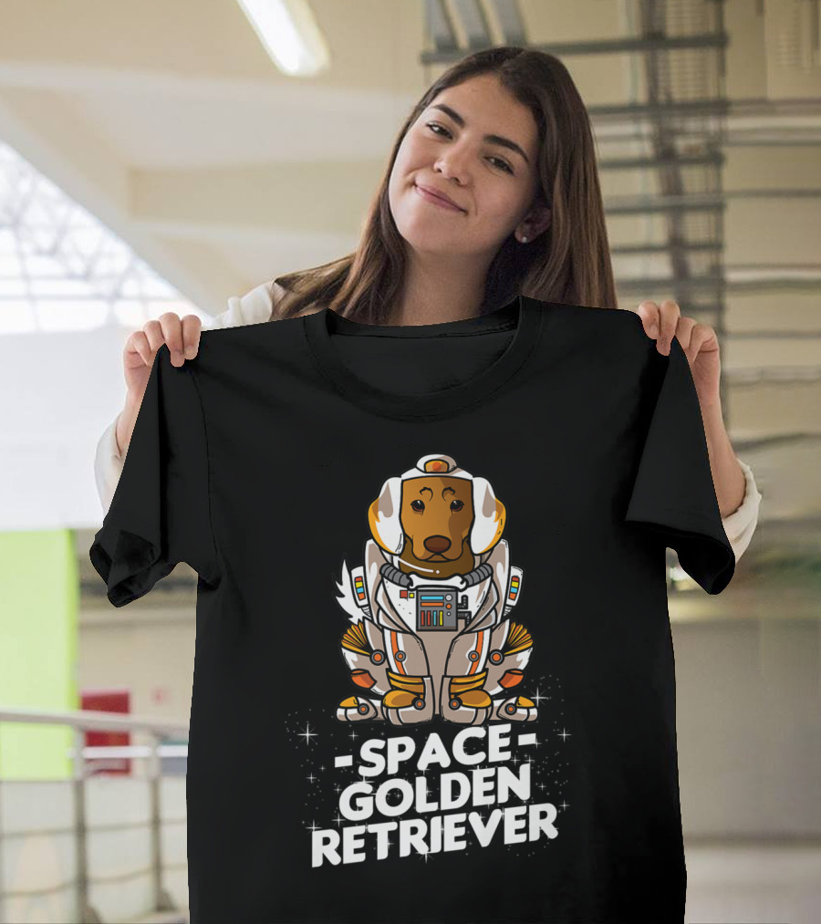 Space Golden Retriever Dog In Space Suit T-Shirt