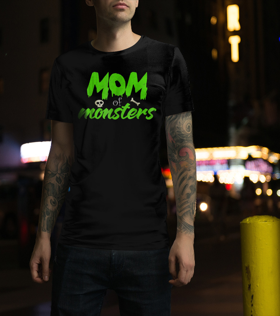 Mom Of Monsters Skull Bone Kids Christmas Girls T-Shirt