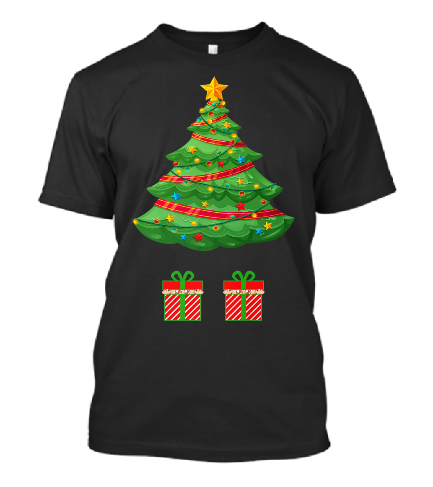Christmas Tree Expecting Twin Mom Baby Announcement Two Gifts T-Shirt