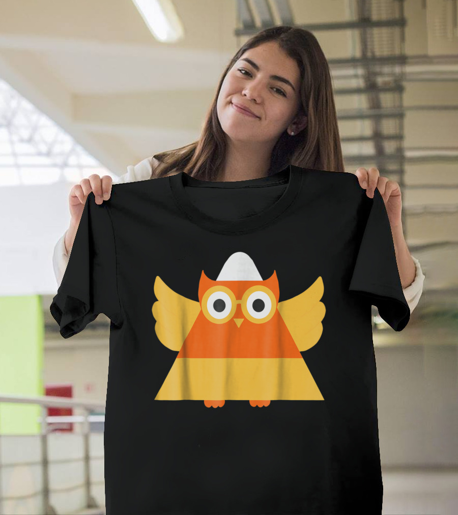 Cute Candy Corn Owl Halloween Costume Mom Matching T-Shirt