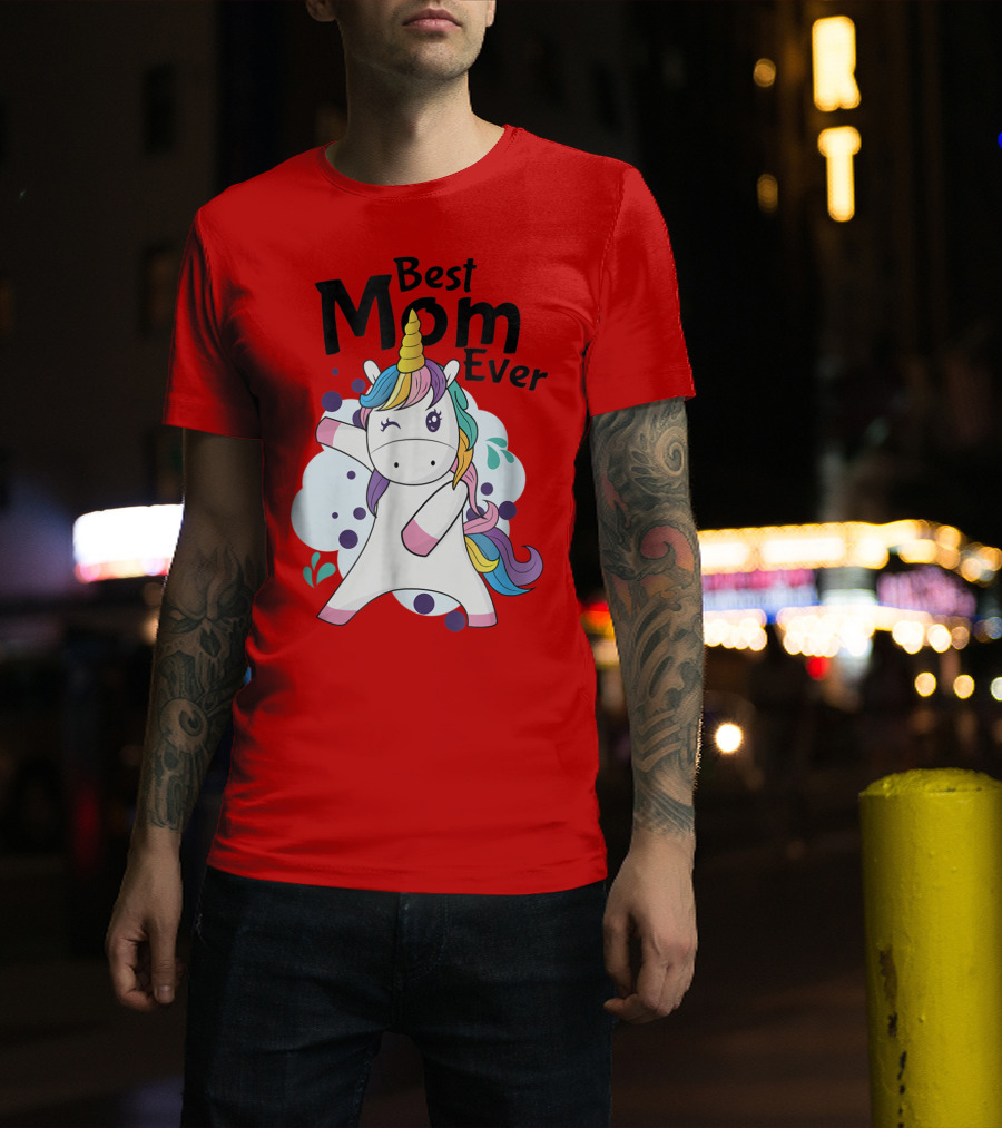 Best Mom Ever Cute Rainbow Unicorn Birthday T-Shirt