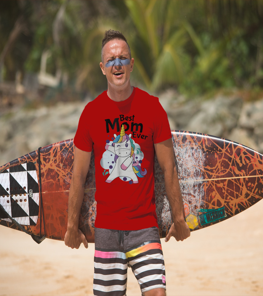 Best Mom Ever Cute Rainbow Unicorn Birthday T-Shirt