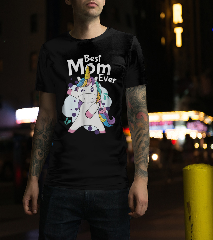 Best Mom Ever Cute Dancing Rainbow Unicorn T-Shirt