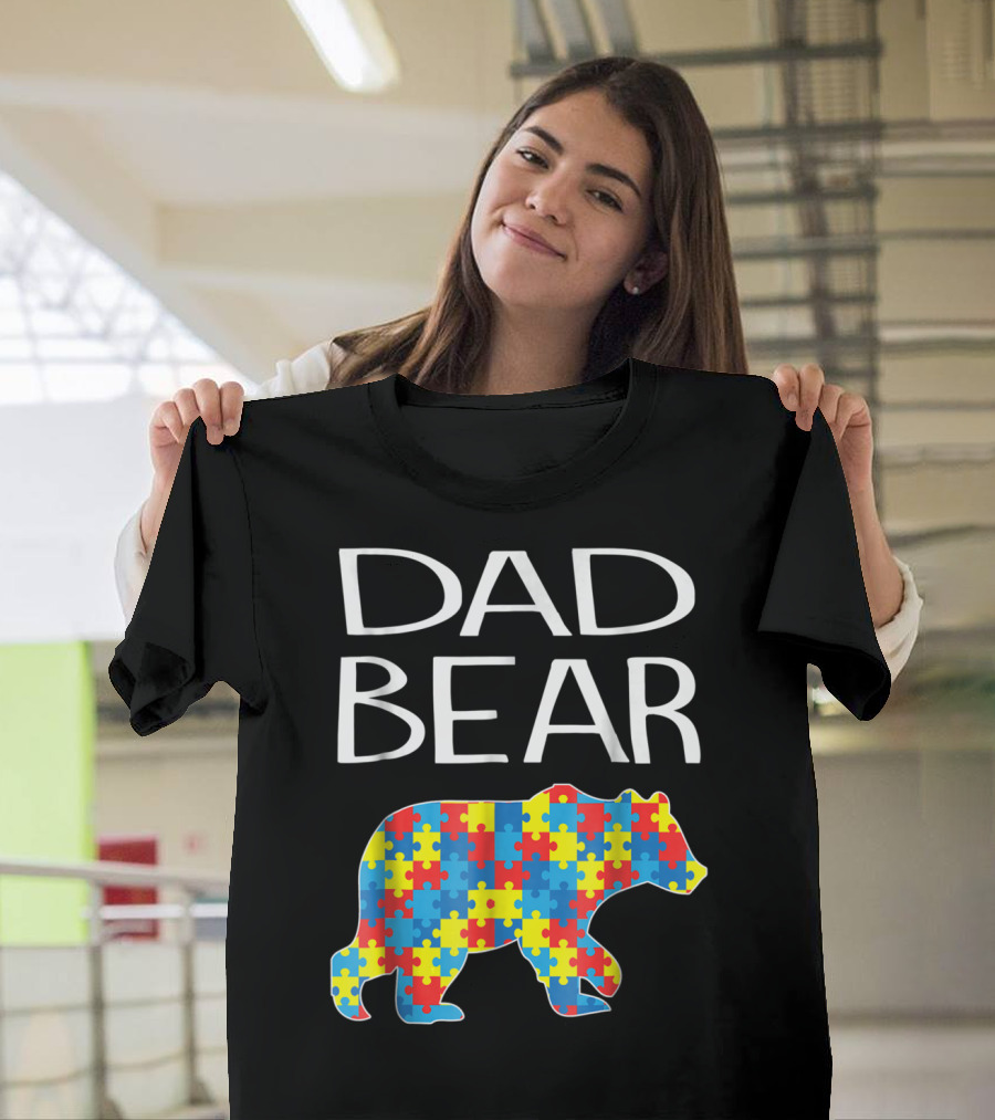 Dad Bear Autism Puzzle T-Shirt
