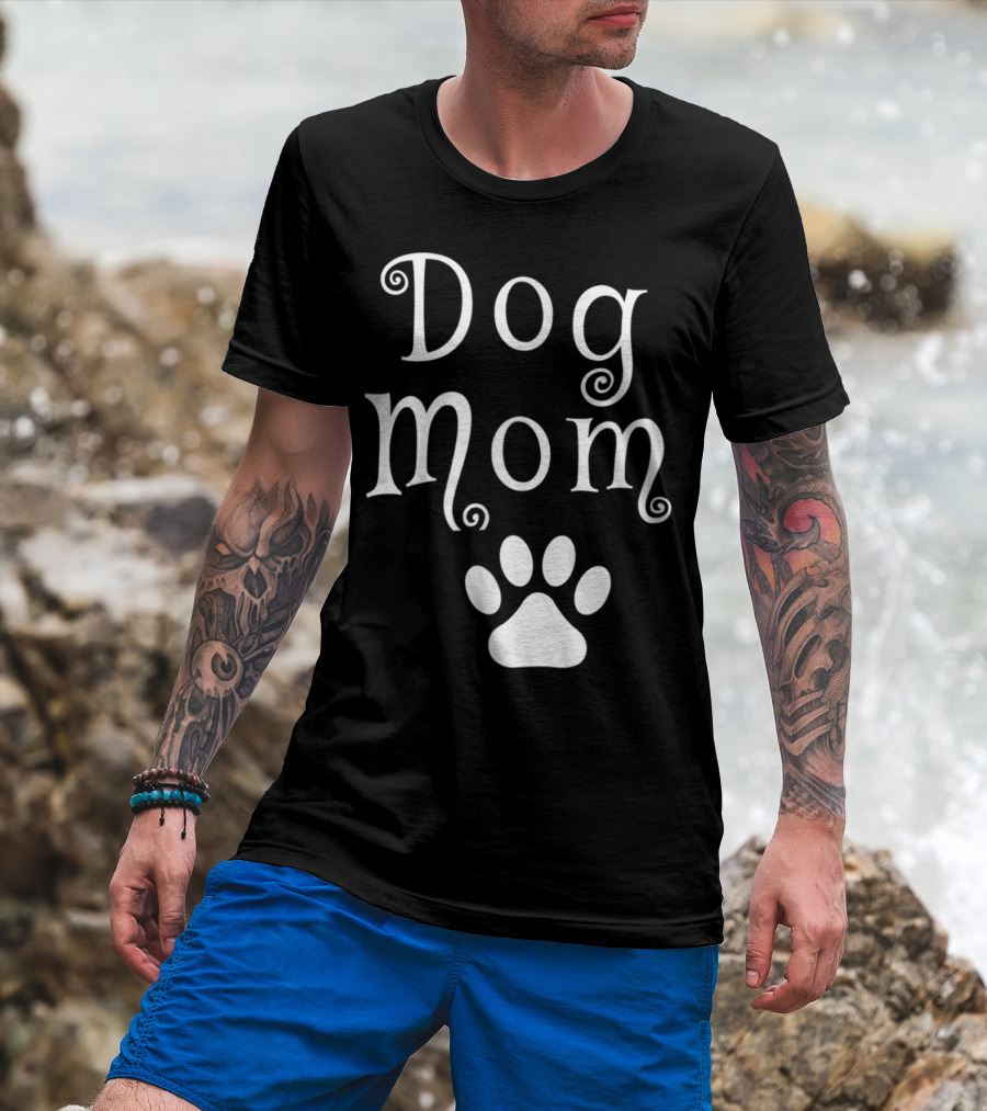 Dog Mom With Dog Paw T-Shirt