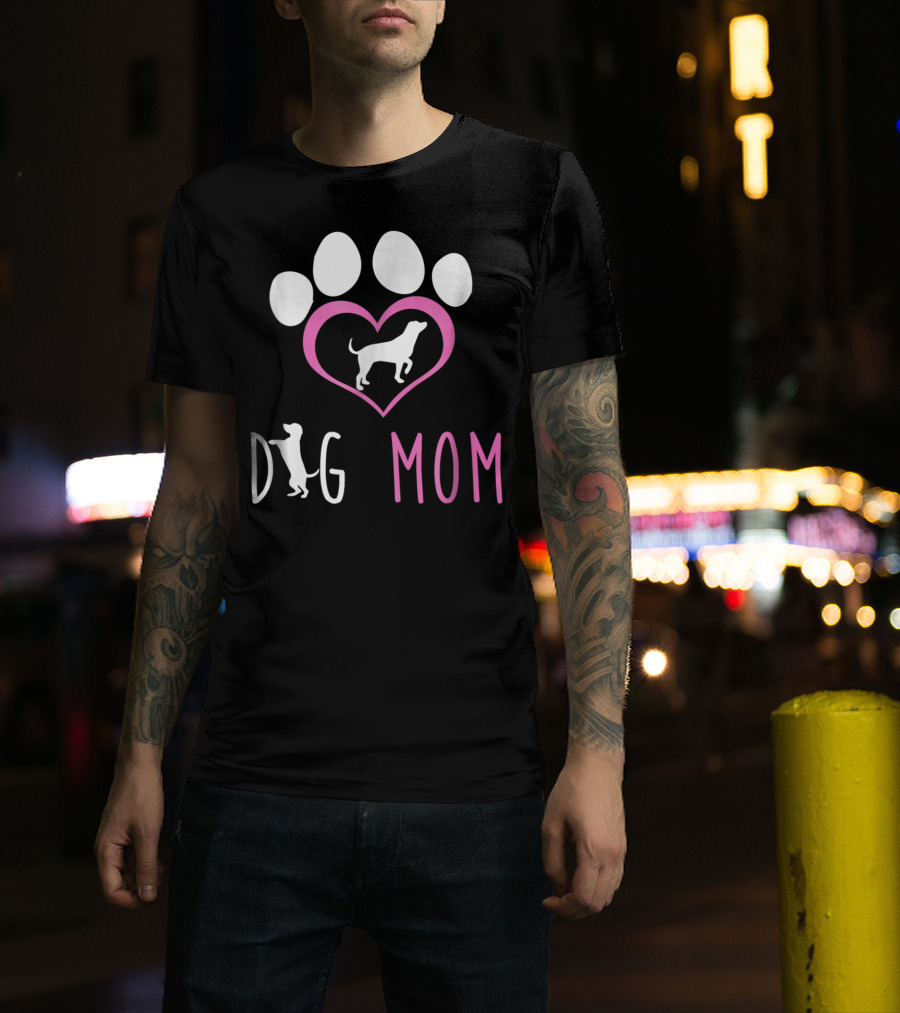 Dog Mom Paw Print Heart Dog Lover Women56 T-Shirt