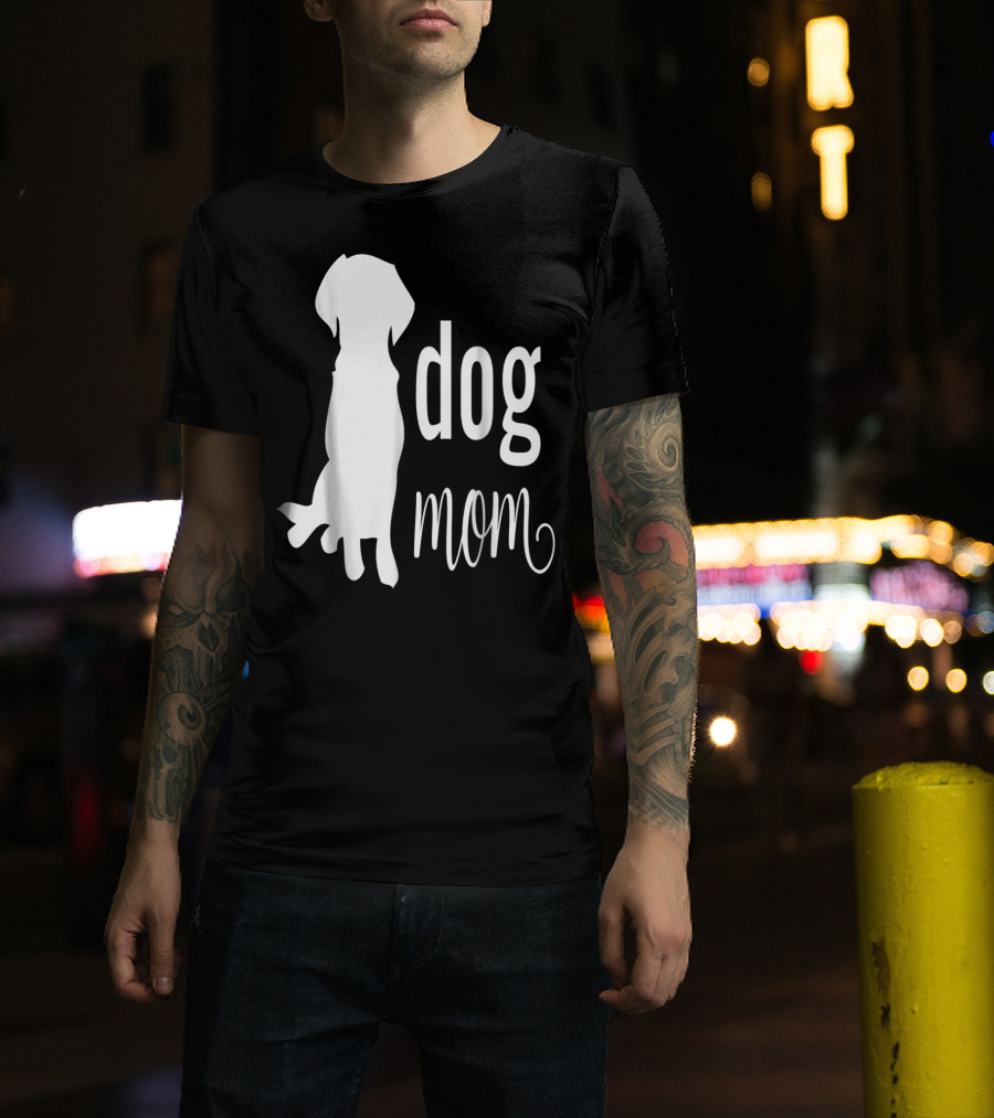 Dog Mom Silhouette White Dog Mom T-Shirt