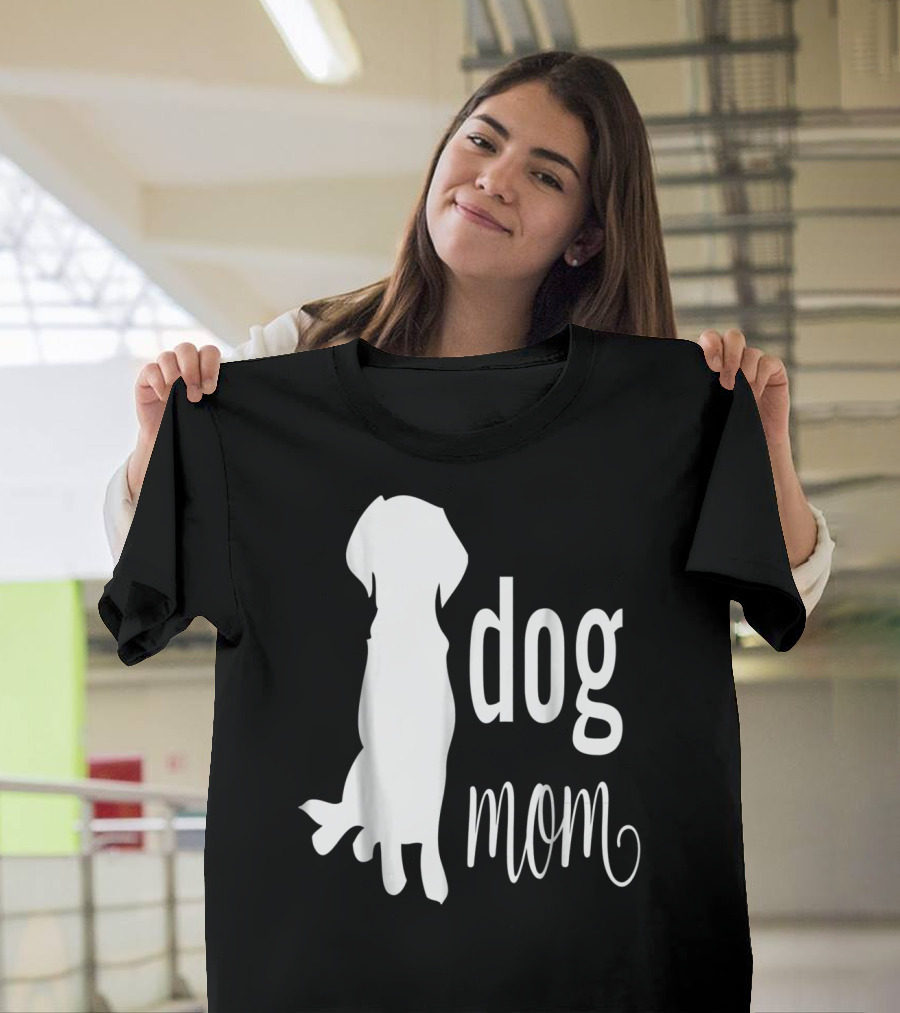 Dog Mom Silhouette White Dog Mom T-Shirt