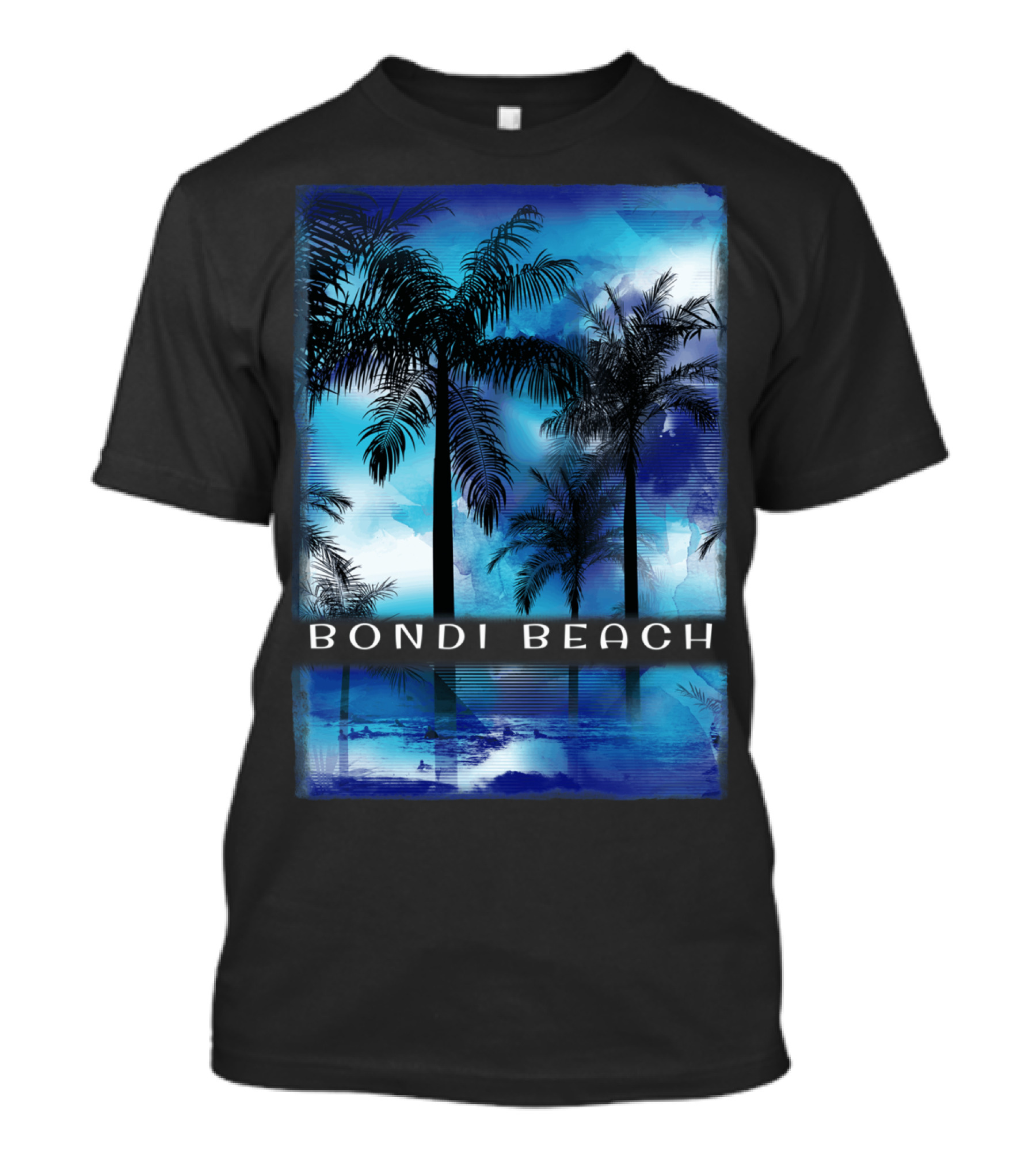 Bondi Beach Palm Trees With Vibrant Blue Ocean Reflection T-Shirt