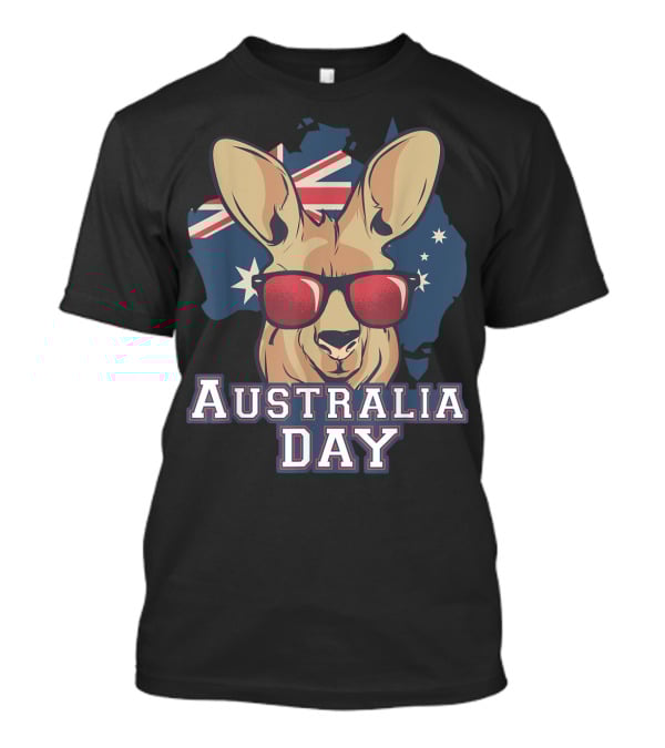 Australia Day Kangaroo With Sunglasses Australian Flag T-Shirt
