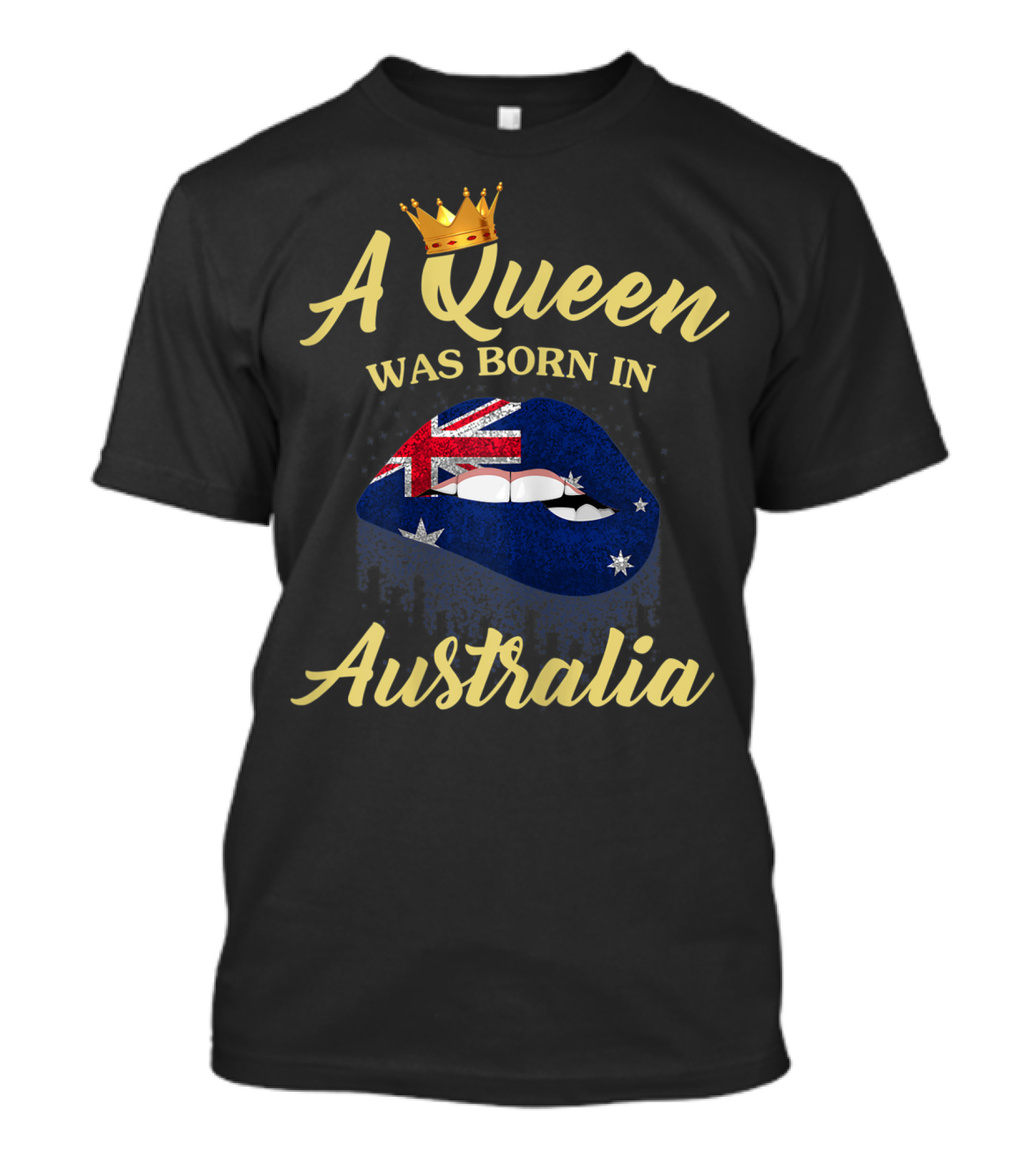 A Queen Was Born In Australia Lips With Crown And Flag T-Shirt