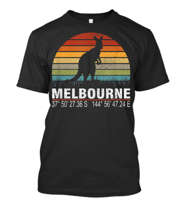 Melbourne Kangaroo Retro Sun 37°50'27.36S 144°56'47.24E T-Shirt
