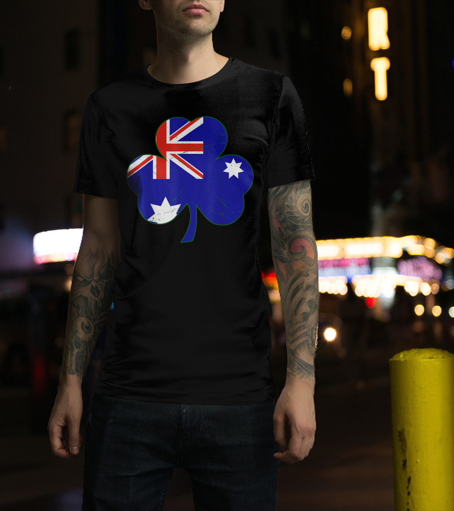 Australia Flag Irish Shamrock Emblem T-Shirt