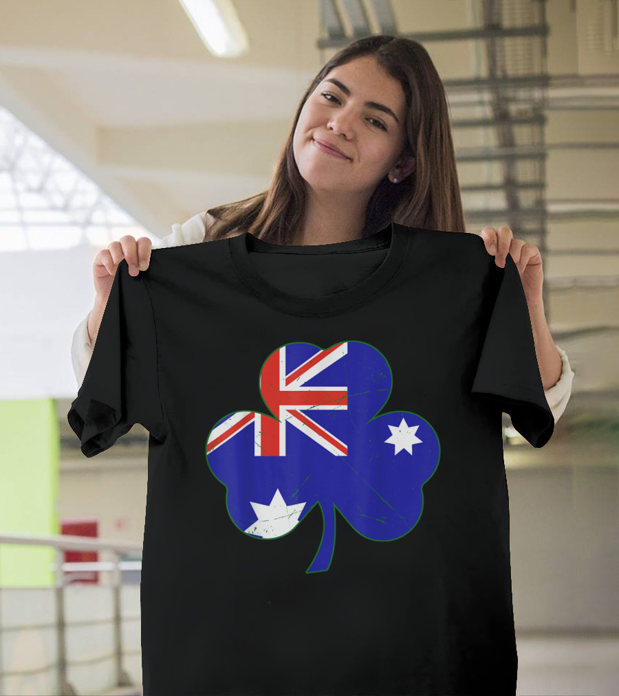 Australia Flag Irish Shamrock Emblem T-Shirt