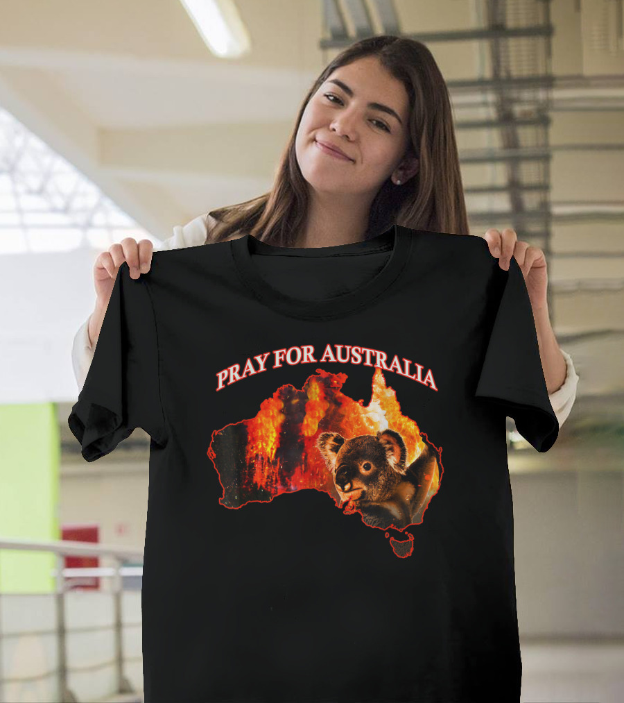 Pray For Australia Australian Koala Fire Map T-Shirt