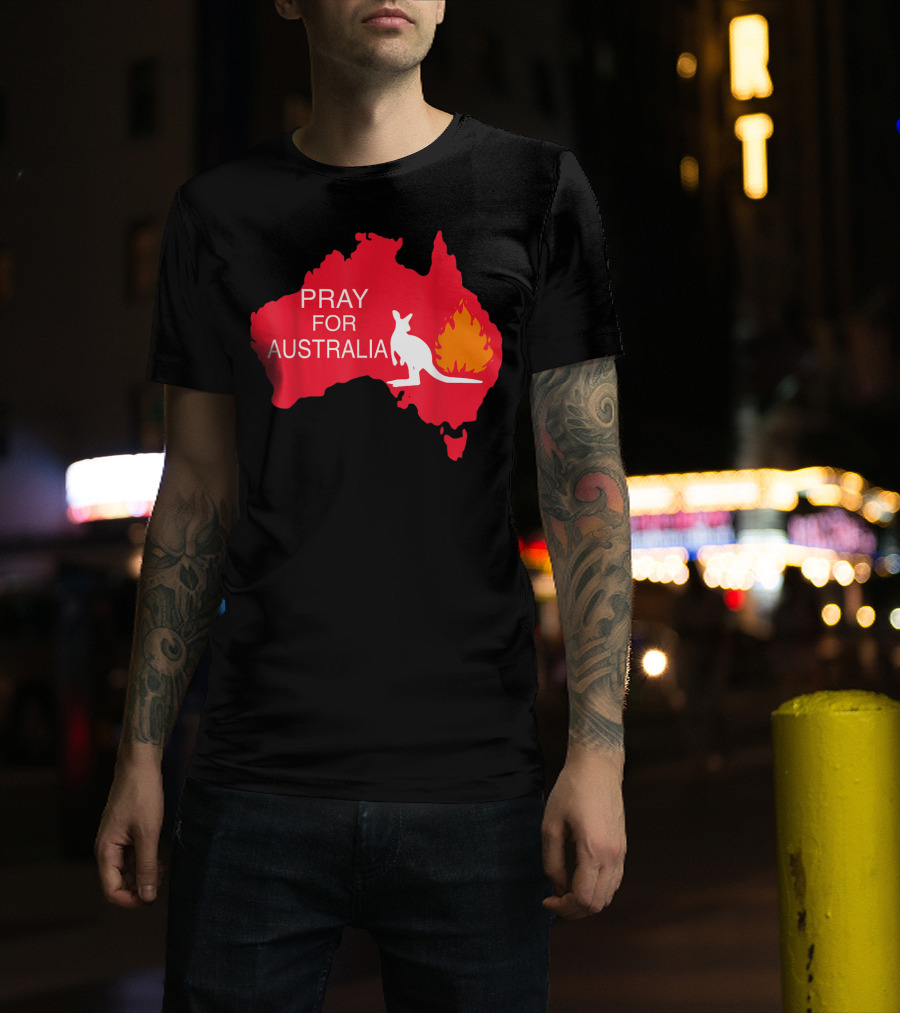 Pray For Australia Kangaroo Fire Map T-Shirt