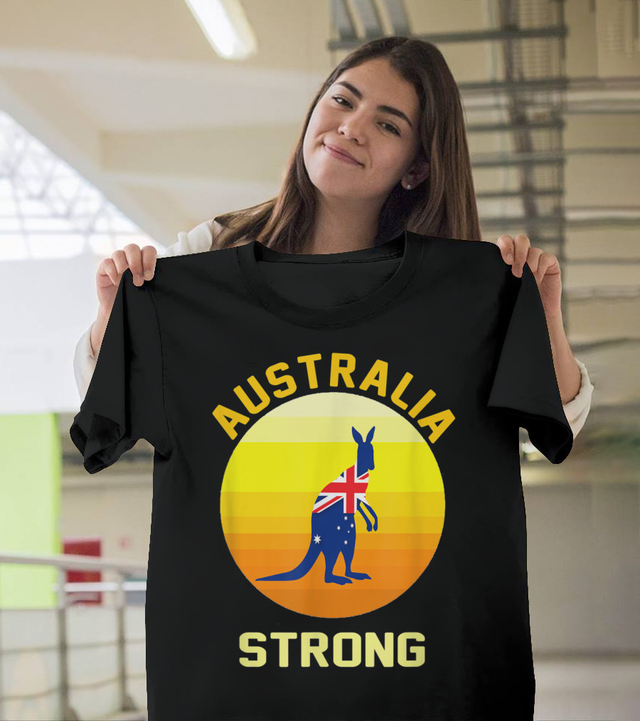 Australia Strong Retro Sun Kangaroo Flag T-Shirt