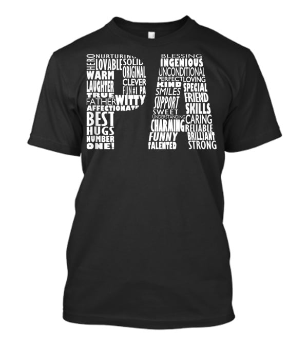 Pa Dad Grandpa Hero Witty Clever Fun Affectionate Strong Skills Word Cloud T-Shirt