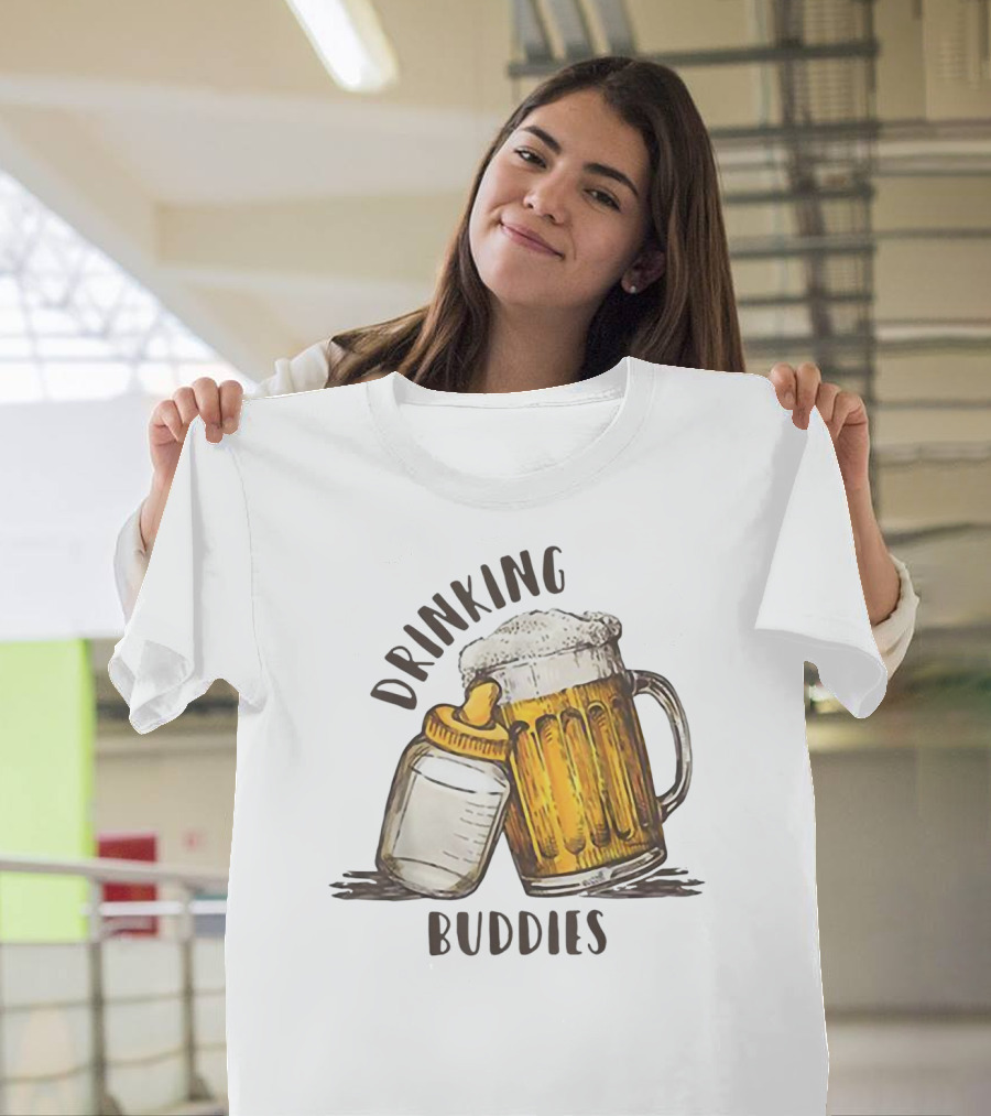 Drinking Buddies Dad And Baby Matching Beer Mug And Bottle T-Shirt