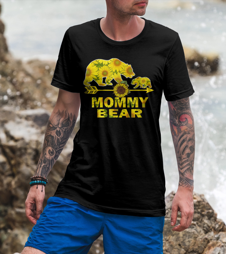 Mommy Bear Sunflower Arrow Mother Father T-Shirt