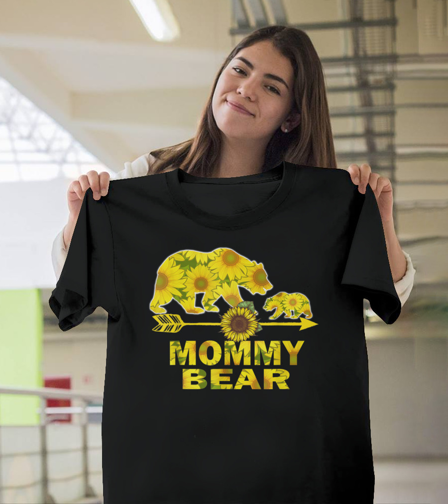 Mommy Bear Sunflower Arrow Mother Father T-Shirt