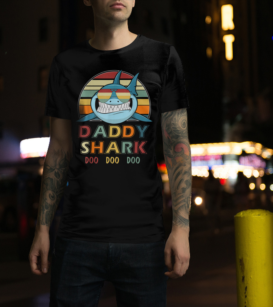 Daddy Shark Doo Doo Doo Retro Vintage T-Shirt