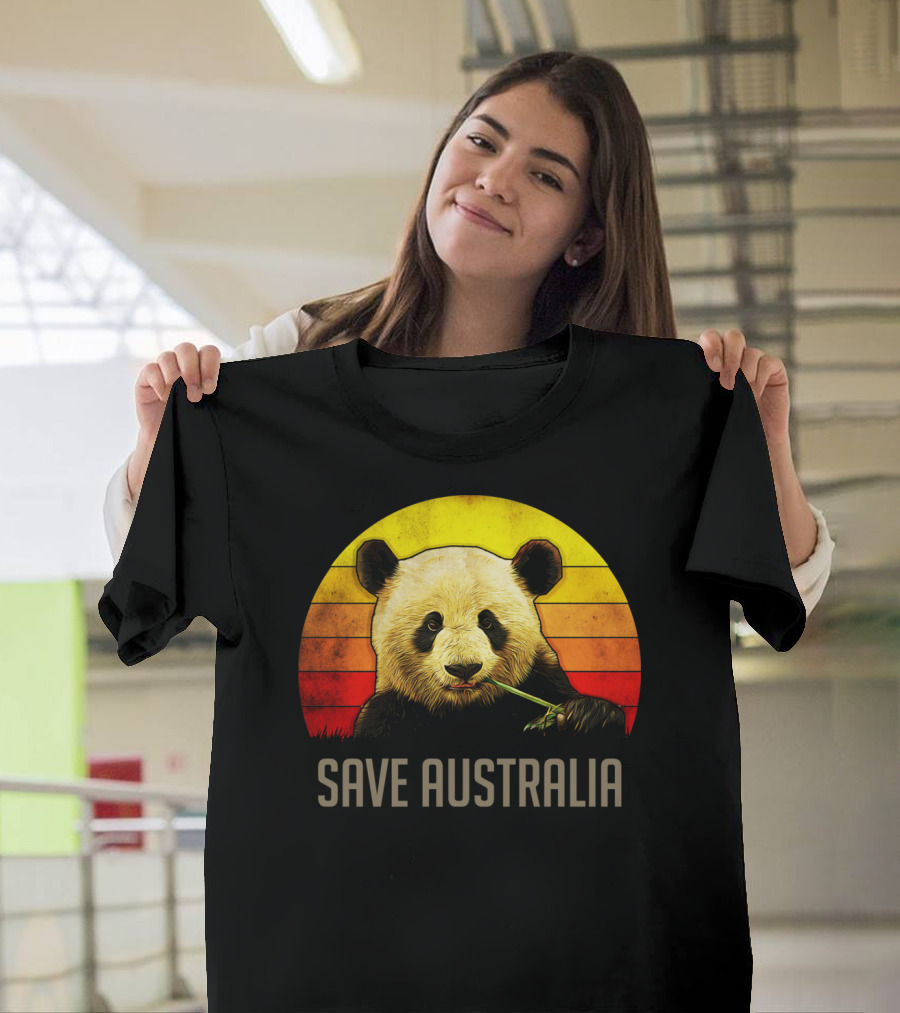 Save Australia Panda Retro Sunset T-Shirt