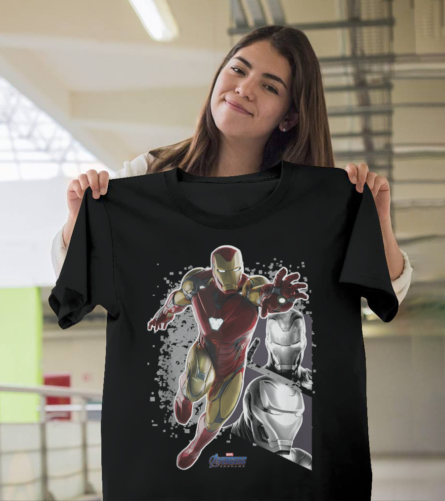 Marvel Avengers Endgame Iron Man Action Poses with Armor Panels T-Shirt