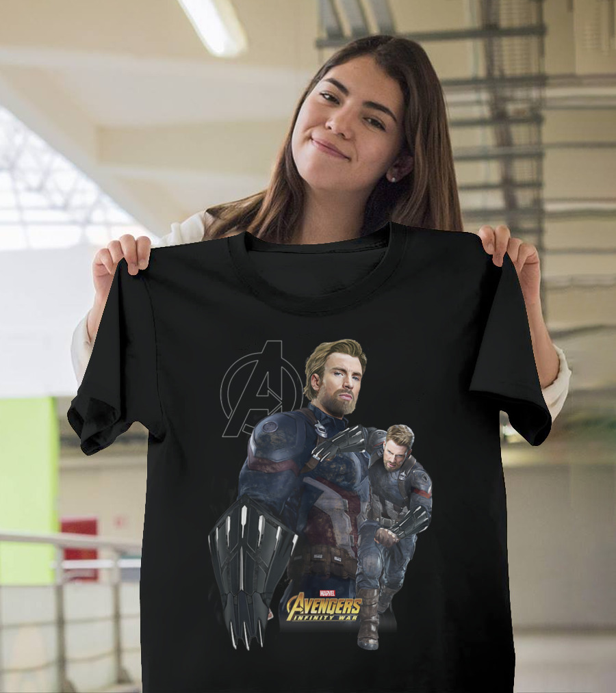 Marvel Avengers Infinity War Captain America Stealth Suit and Shield T-Shirt