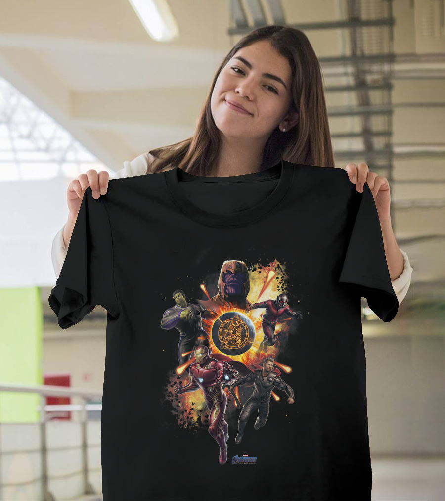 Avengers Endgame Group Shot with Iron Man Thor Hulk Ant-Man Thanos Captain America T-Shirt