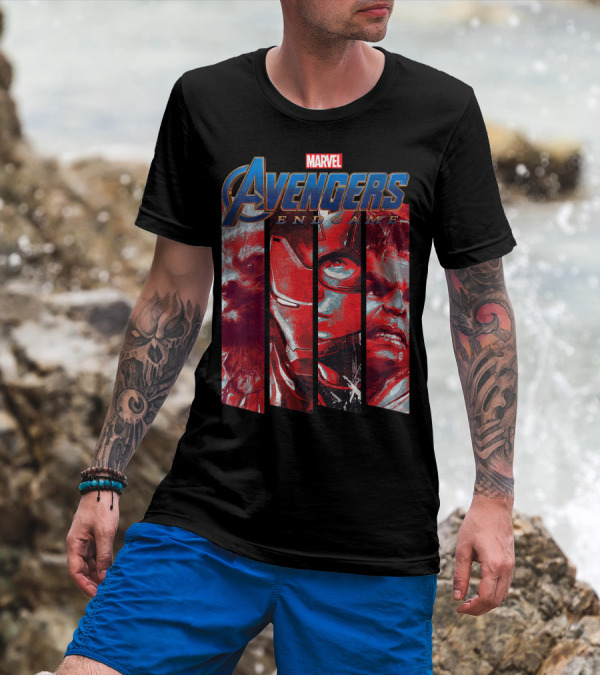 Marvel Avengers Endgame Heroes Red Tint Panel T-Shirt