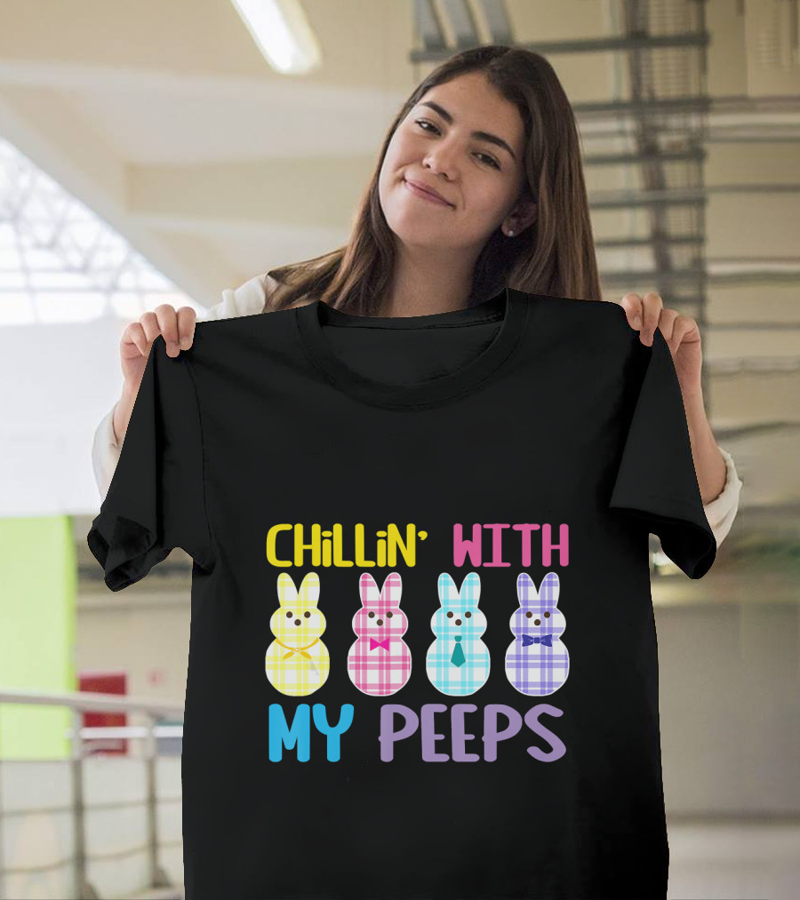 Chillin' With My Peeps Easter Plaid Bunny Friends T-Shirt