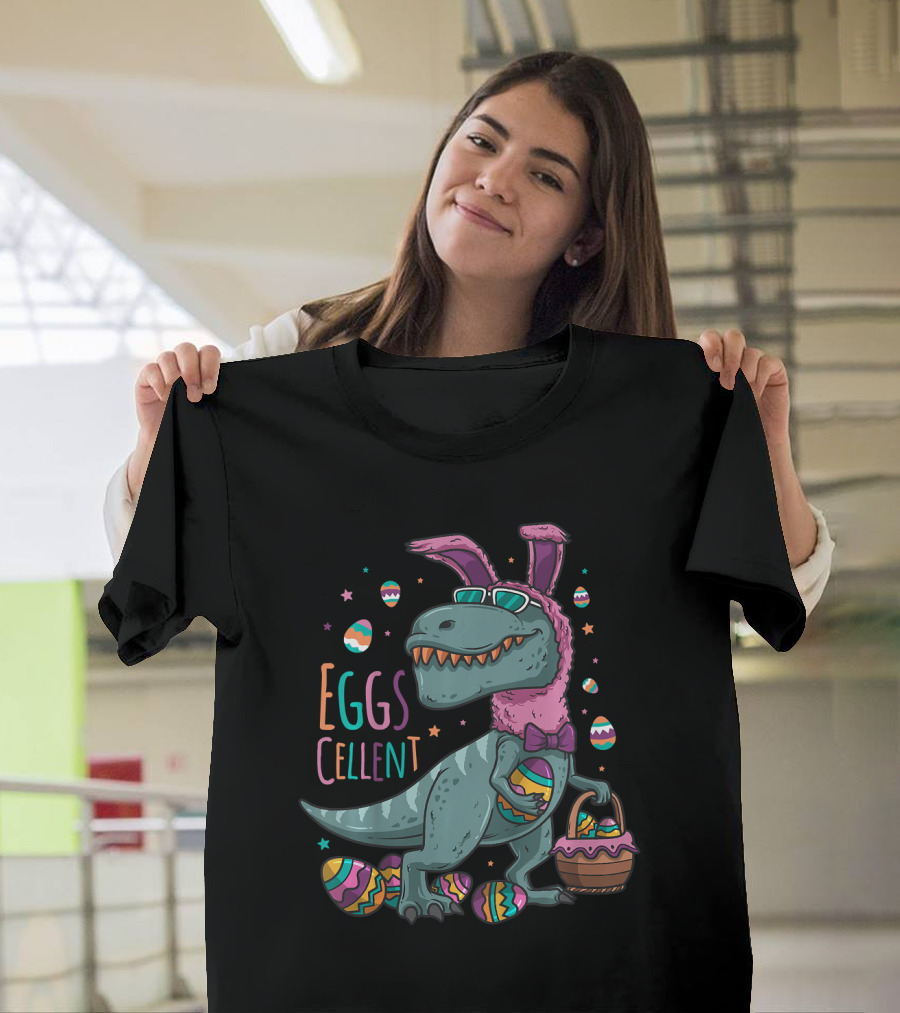 Eggs Cellent Kids Easter Basket Stuffers Rex Easter Bunny T-Shirt