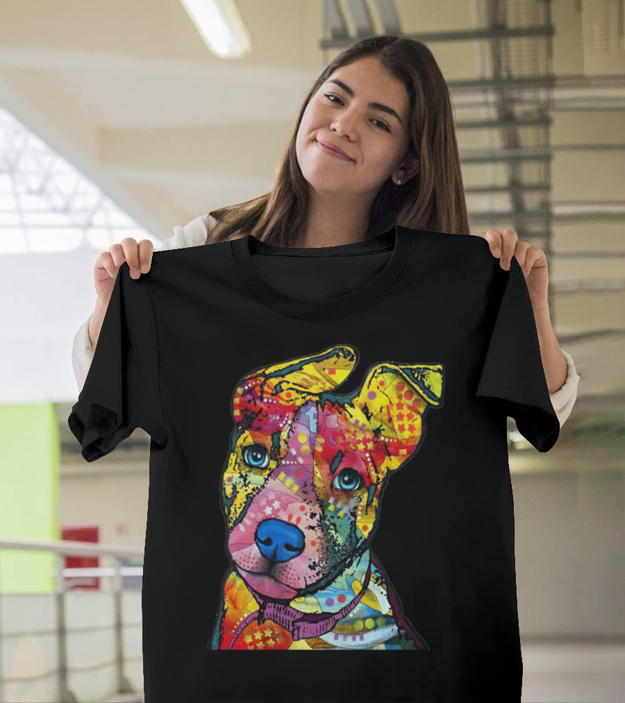Pitbull Colourful Patchwork Vibrant Pit Bulls Artful T-Shirt